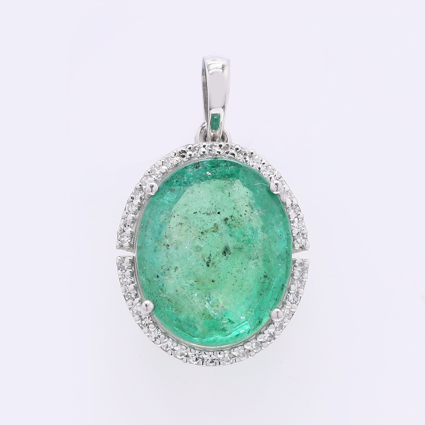 5.72 Ct Oval Mixed Cut Natural Emerald 950 Platinum Pendant