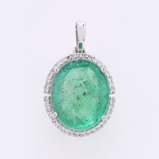 5.72 Ct Oval Mixed Cut Natural Emerald 950 Platinum Pendant