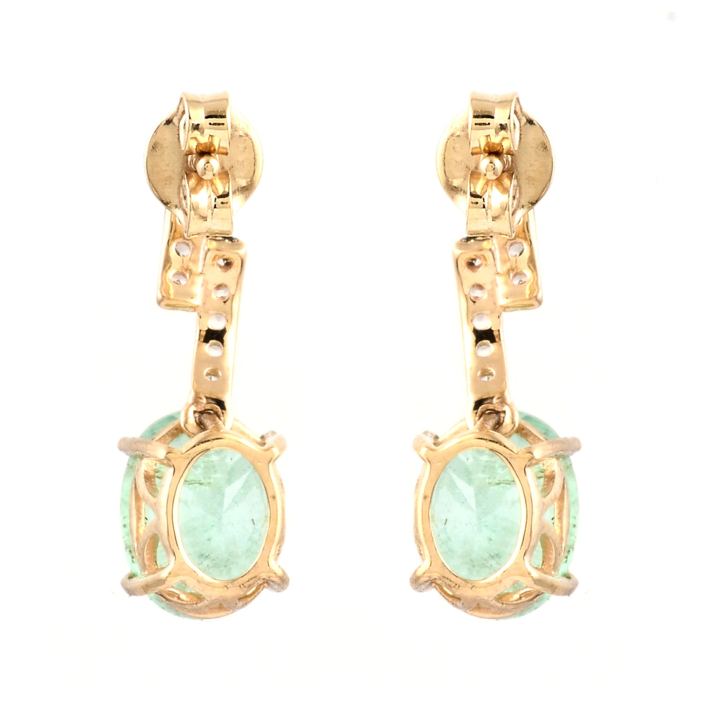 3.27 Ct Oval Emerald 14K Gold Earrings