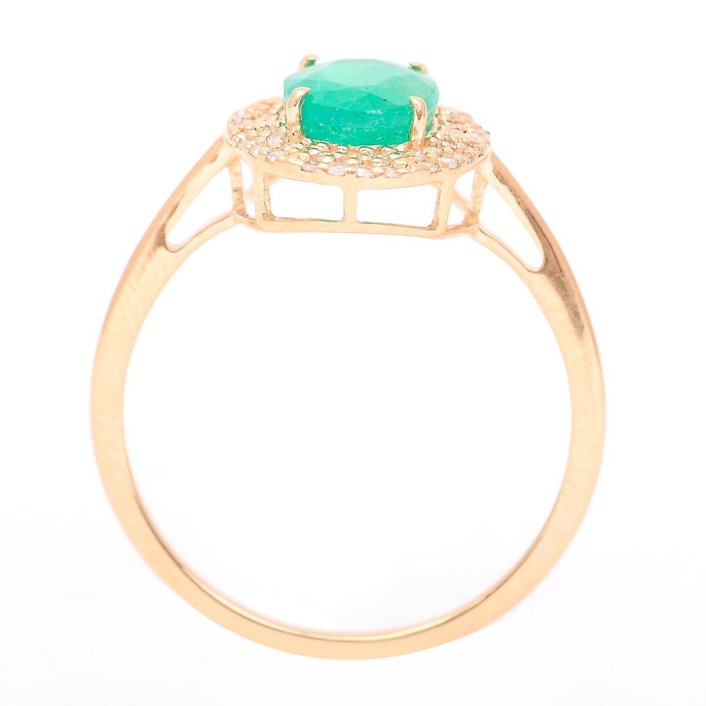 1.40 Ct Oval Mixed Cut Natural Emerald 14K Gold Ring