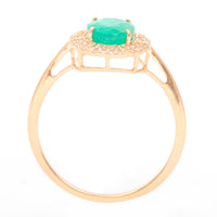 1.40 Ct Oval Mixed Cut Natural Emerald 14K Gold Ring