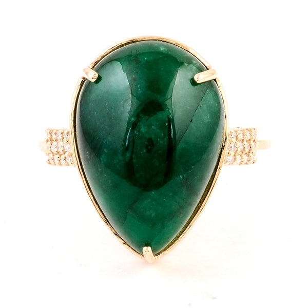 11.96 Ct Natural Beryl Emerald 14K Gold Ring