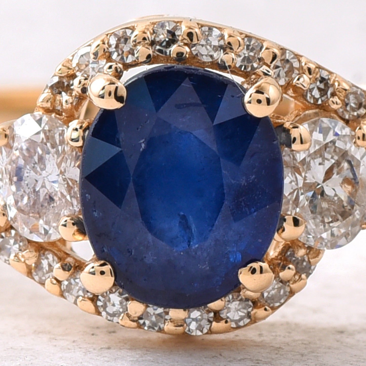 1.43 Ct Oval Mixed Cut Natural Sapphire 14K Gold Ring