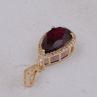 2.95 Ct Pear Rubellite 9K Gold Pendant