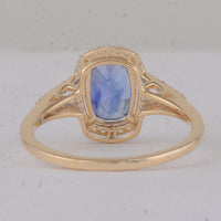 2.23 Ct Cushion Sapphire 9K Gold Ring