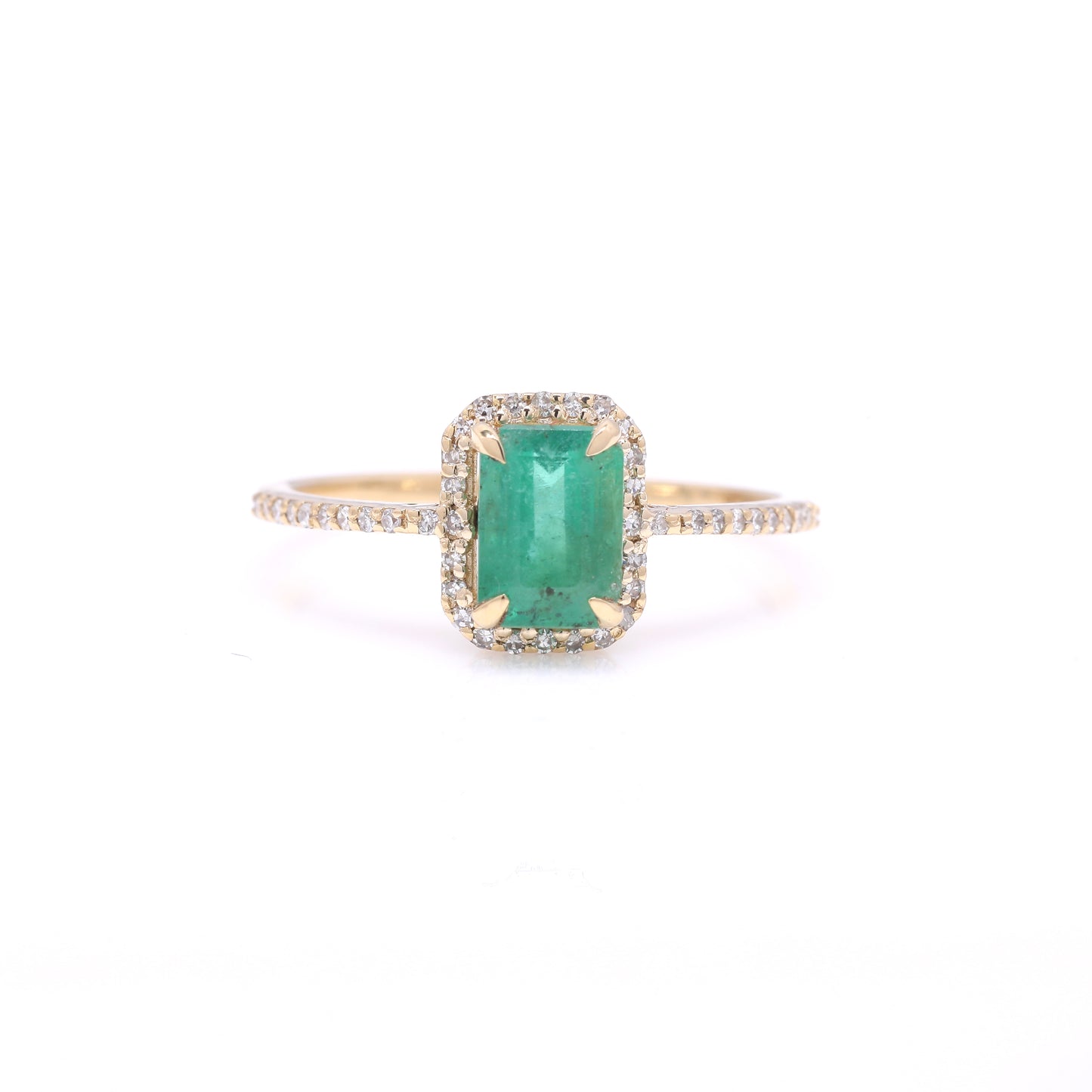 1.19 Ct Octagon Step Cut Natural Emerald 14K Gold Ring