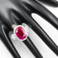 7.34 Ct Oval Ruby 950 Platinum Ring