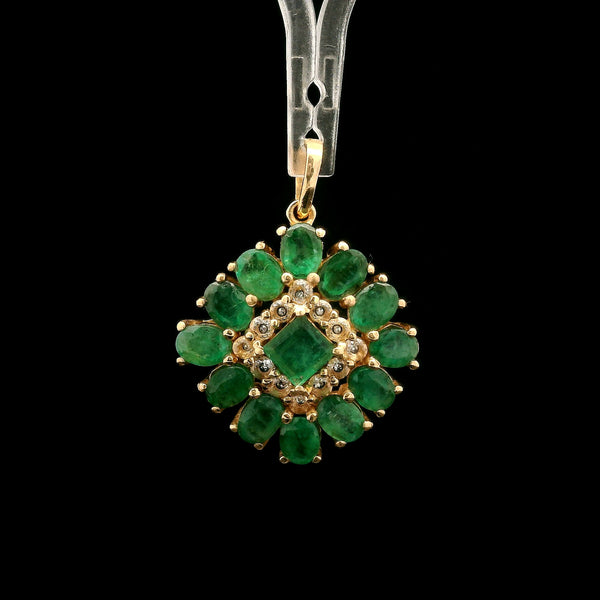 2.49 Ct Square Emerald 14K Gold Pendant