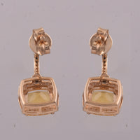 1.44 Ct Cushion Mixed Cut Natural Fire Opal 14K Gold Earrings