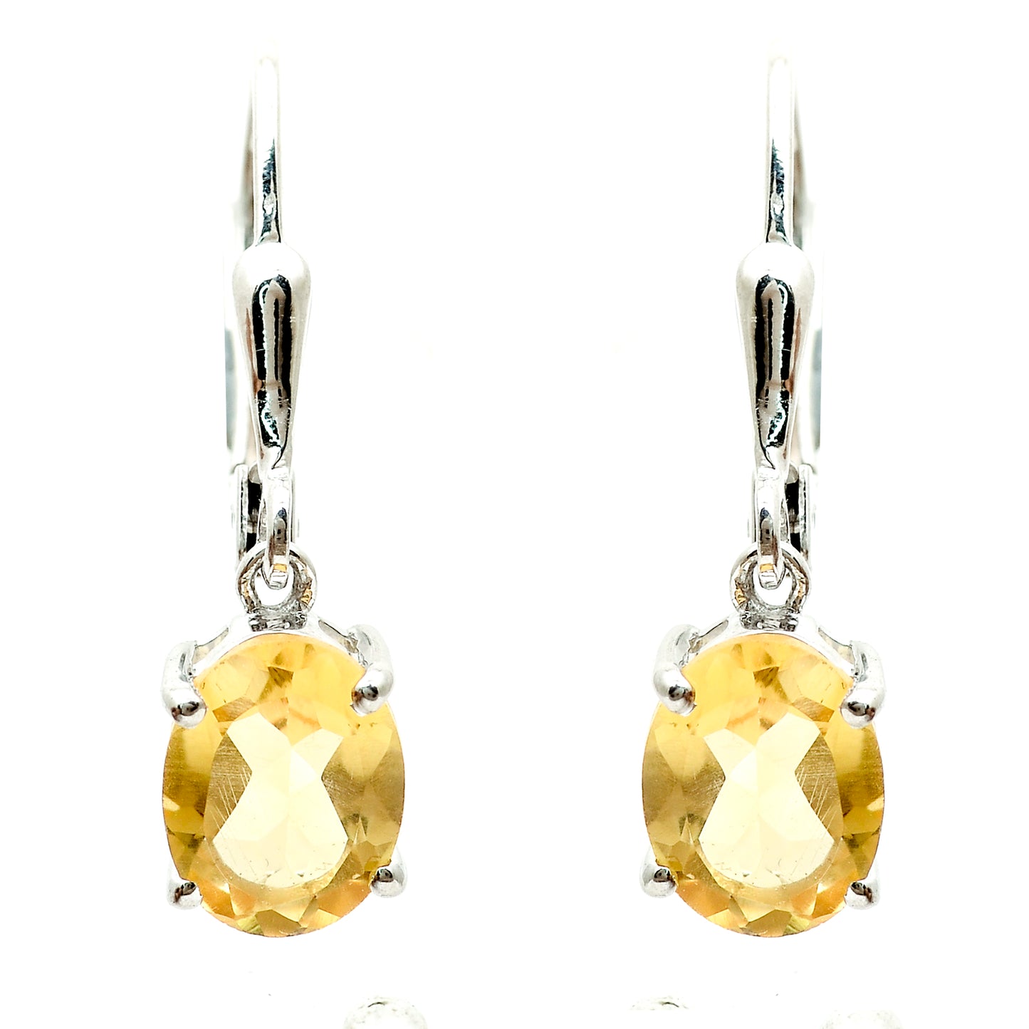 2.03 Ct Oval Citrine 925 Sterling Silver Earrings