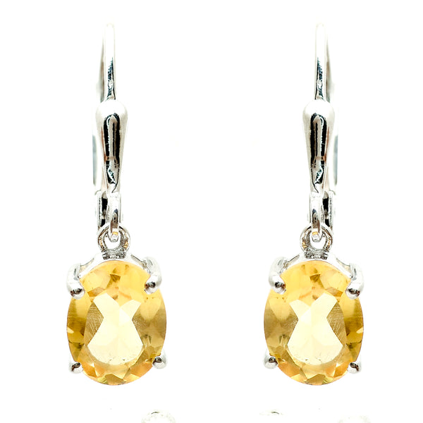 2.03 Ct Oval Citrine 925 Sterling Silver Earrings