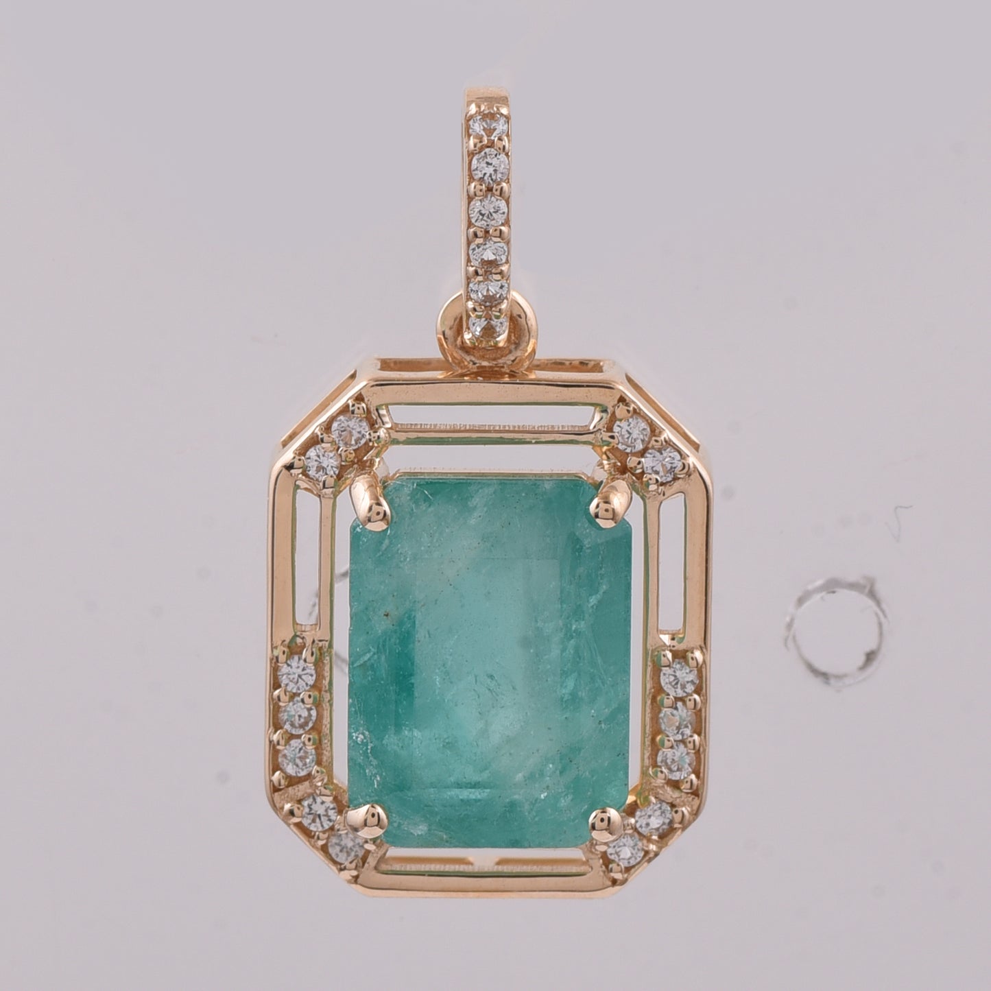 2.44 Ct Octagon Step Cut Natural Emerald 14K Gold Pendant