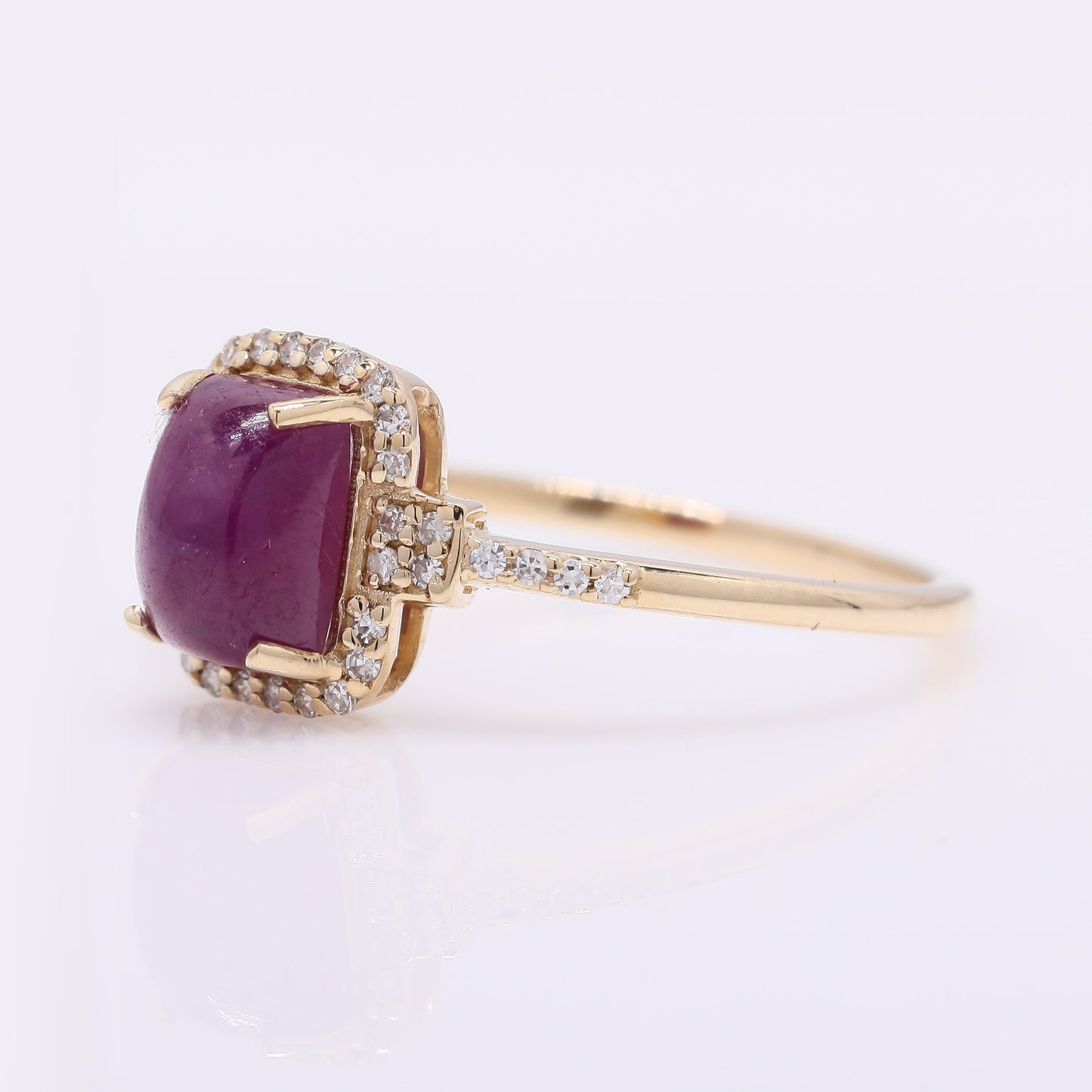 1.92 Ct Cushion Cabochon Cut Natural Ruby 14K Gold Ring