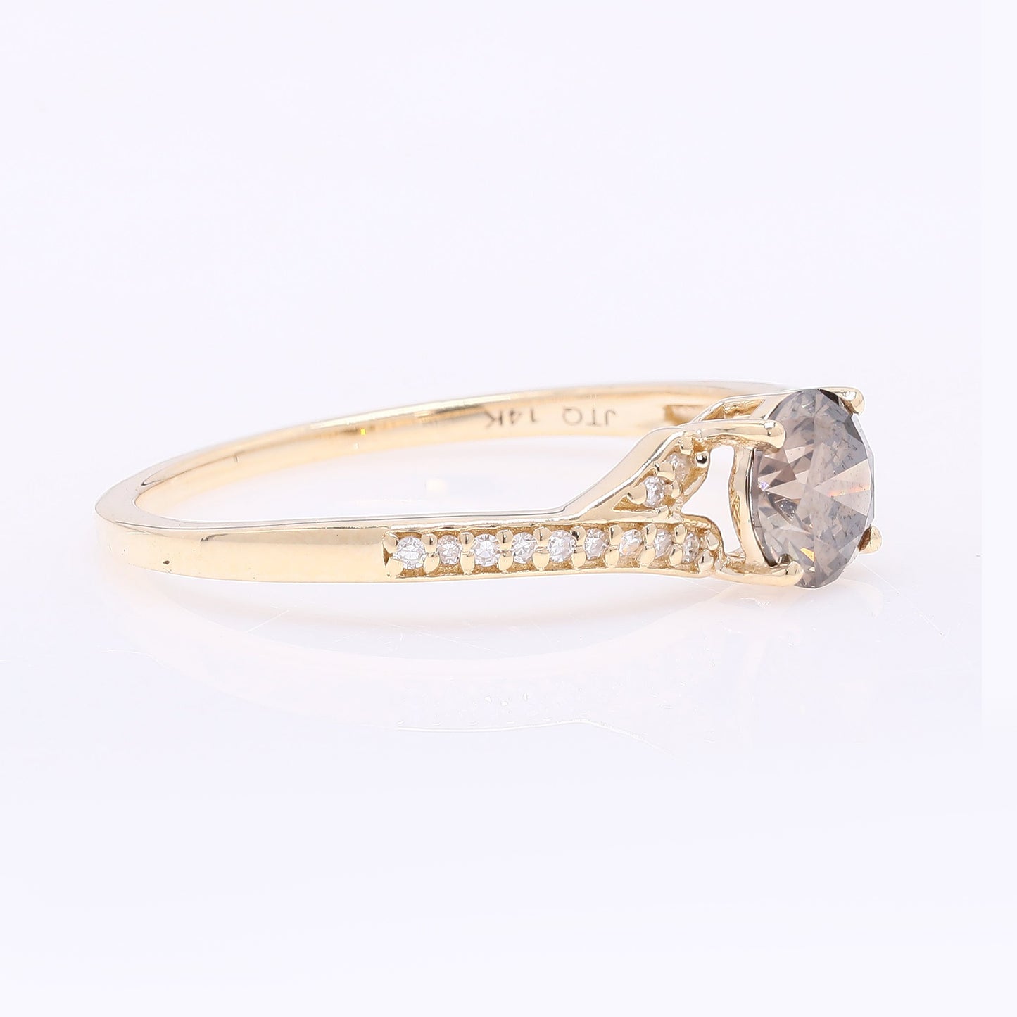 0.67 Ct Round Red Diamond 14K Gold Ring