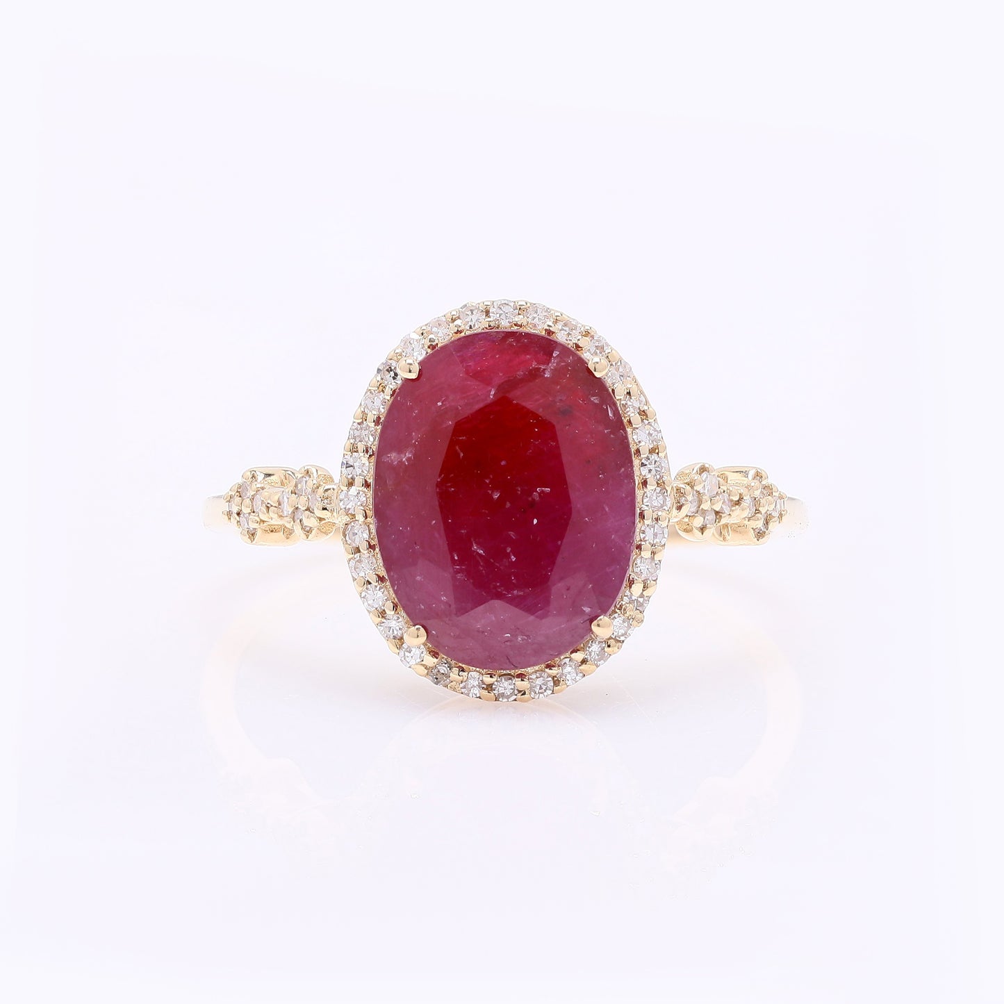3.36 Ct Oval Mixed Cut Natural Ruby 14K Gold Ring