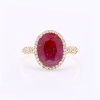 3.36 Ct Oval Mixed Cut Natural Ruby 14K Gold Ring