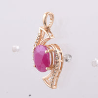 2.80 Ct Oval Natural Ruby 14K Gold Pendant