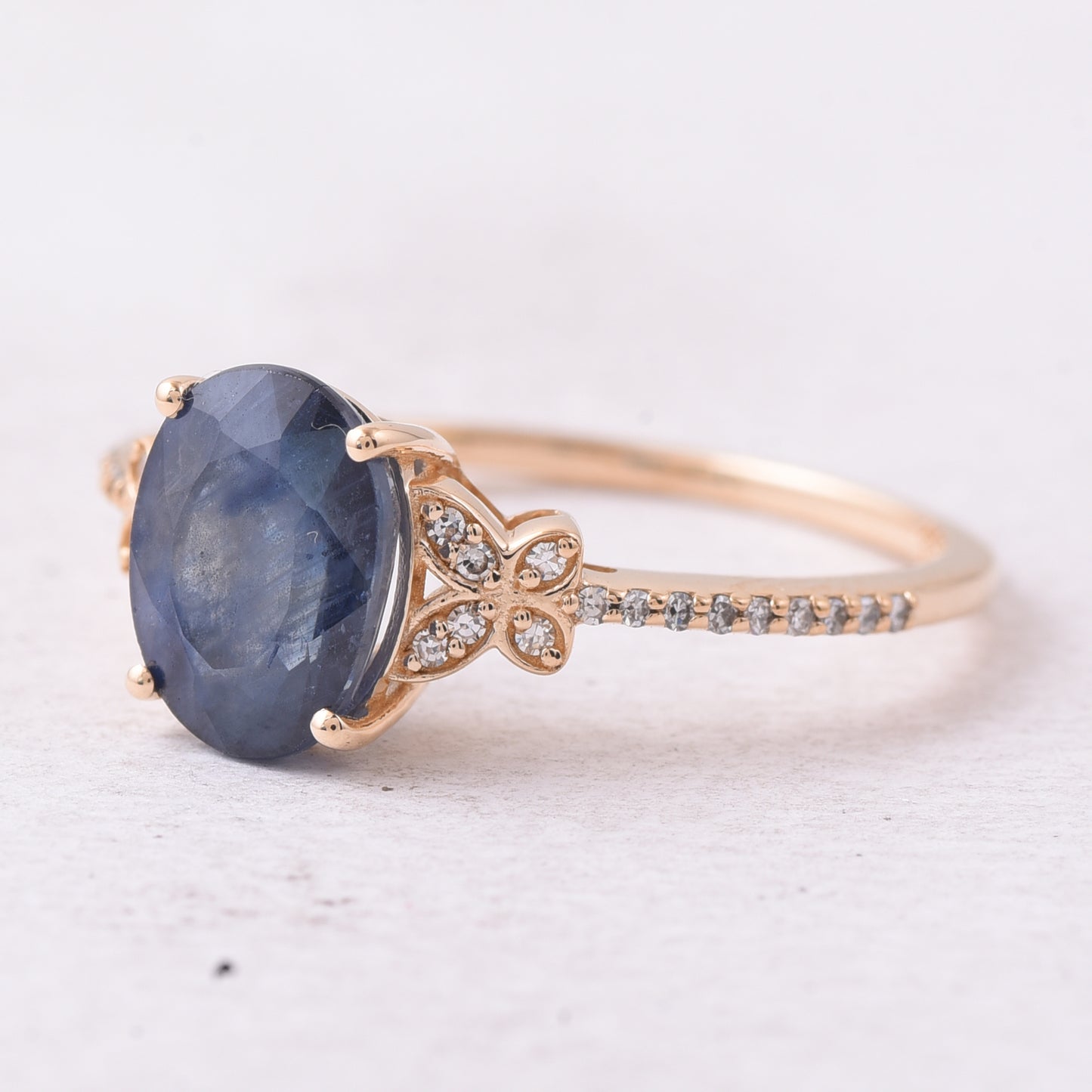 2.69 Ct Oval Mixed Cut Natural Sapphire 14K Gold Ring