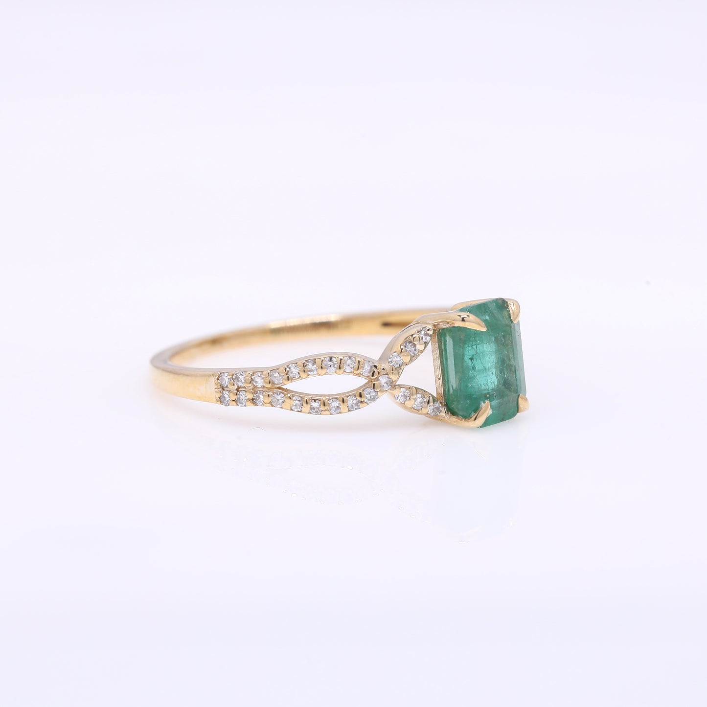 1.24 Ct Octagon Step Cut Natural Emerald 14K Gold Ring
