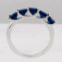 1.85 Ct Round Created Glass Sapphire 925 Sterling Silver Ring