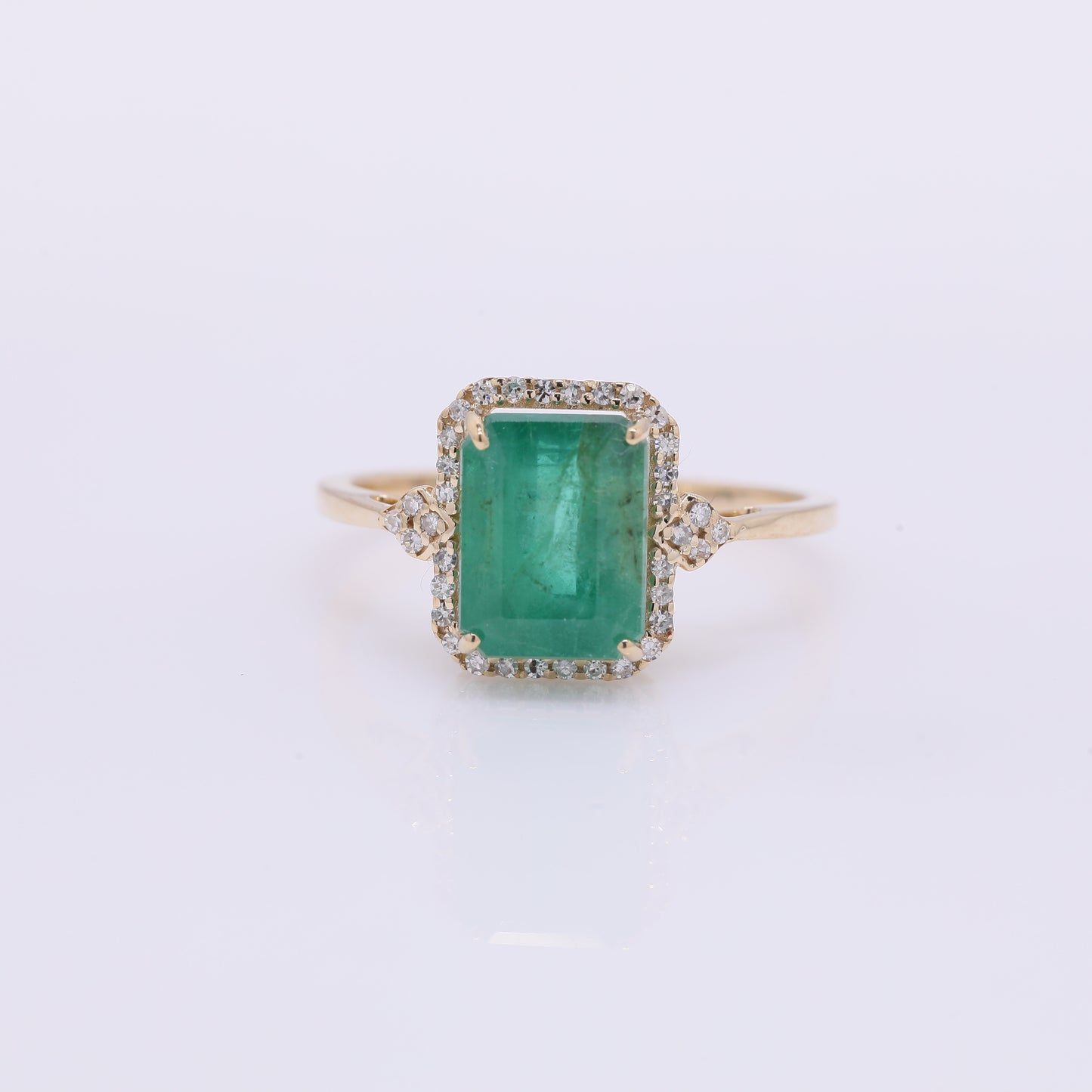 2.83 Ct Octagon Step Cut Natural Emerald 14K Gold Ring
