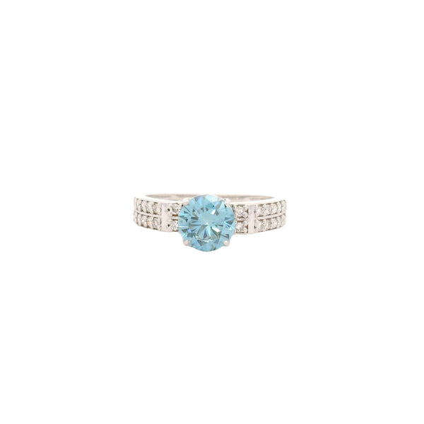 1.54 Carats Blue Lab Grown Diamond 14K Gold Ring
