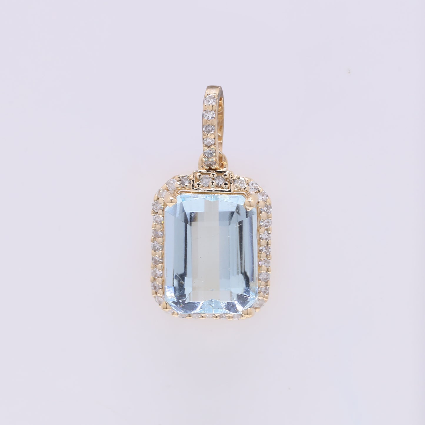 2.22 Ct Octagon Step Cut Natural Aquamarine 14K Gold Pendant