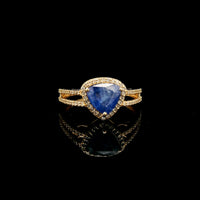 2.06 Ct Triangle Mixed Cut Natural Sapphire 14K Gold Ring