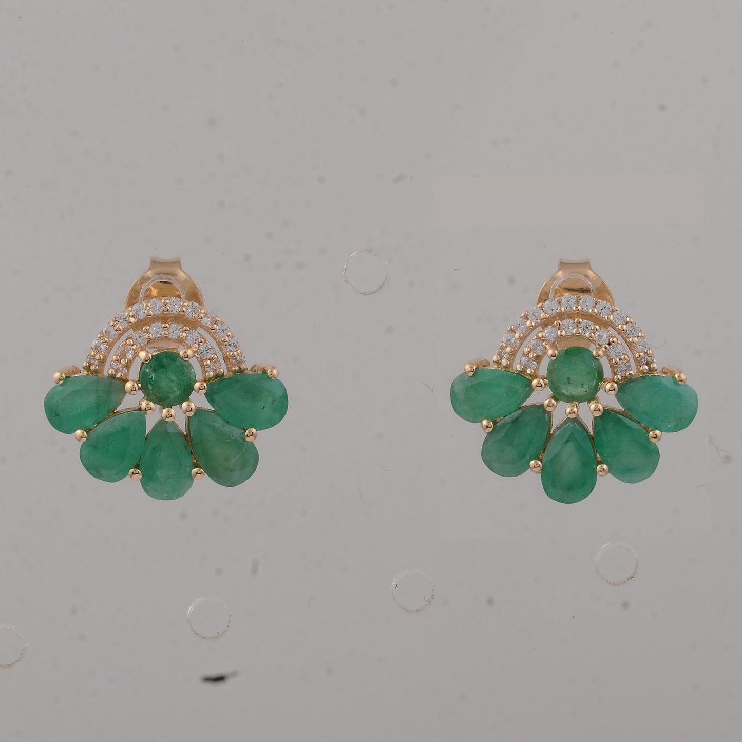 2.29 Ct Round Emerald 14K Gold Earrings
