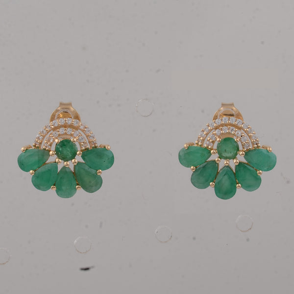 2.29 Ct Round Emerald 14K Gold Earrings