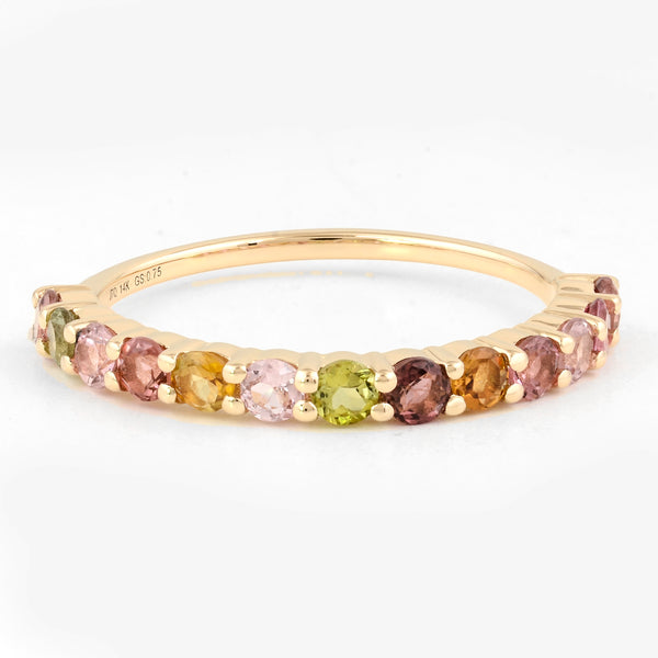 0.75 Ct Round Natural Tourmaline 14K Gold Ring