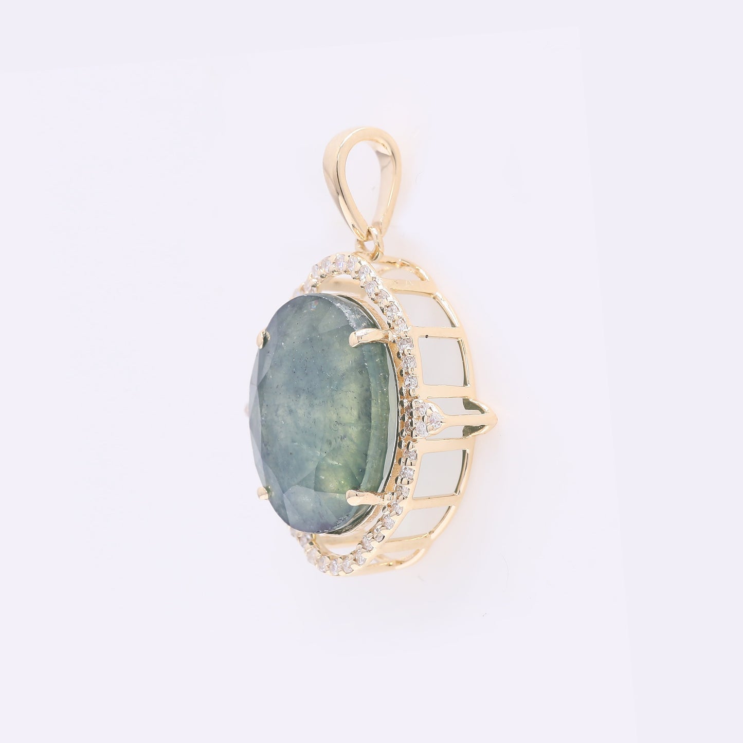 8.47 Ct Oval Mixed Cut Natural Sapphire 14K Gold Pendant