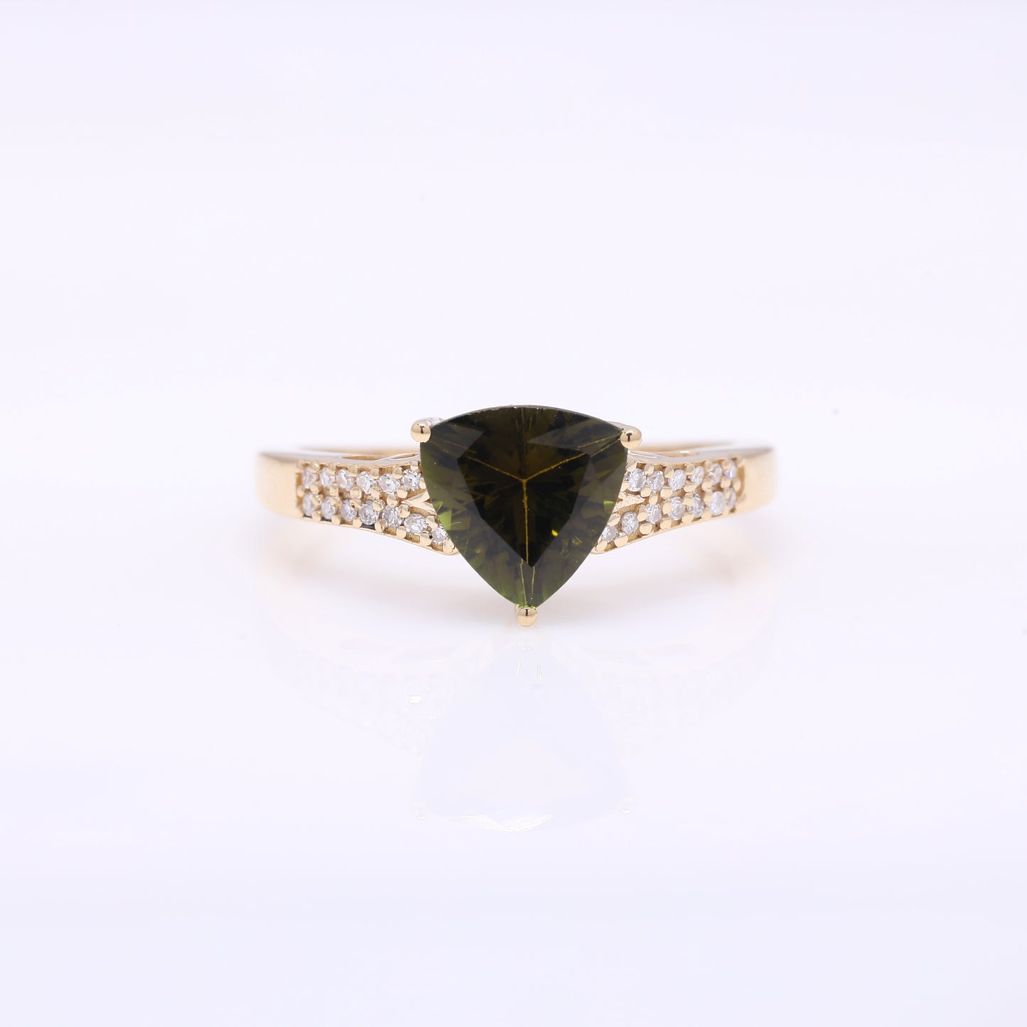 1.57 Ct Triangle Mixed Cut Natural Tourmaline 14K Gold Ring