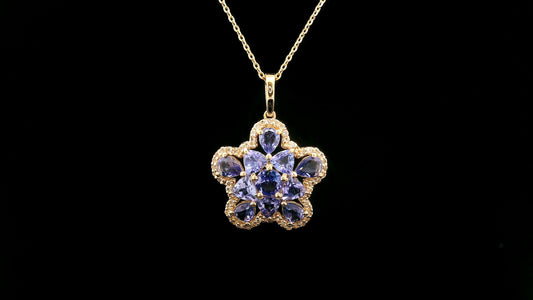 1.85 Ct Round Tanzanite 14K Gold Pendant