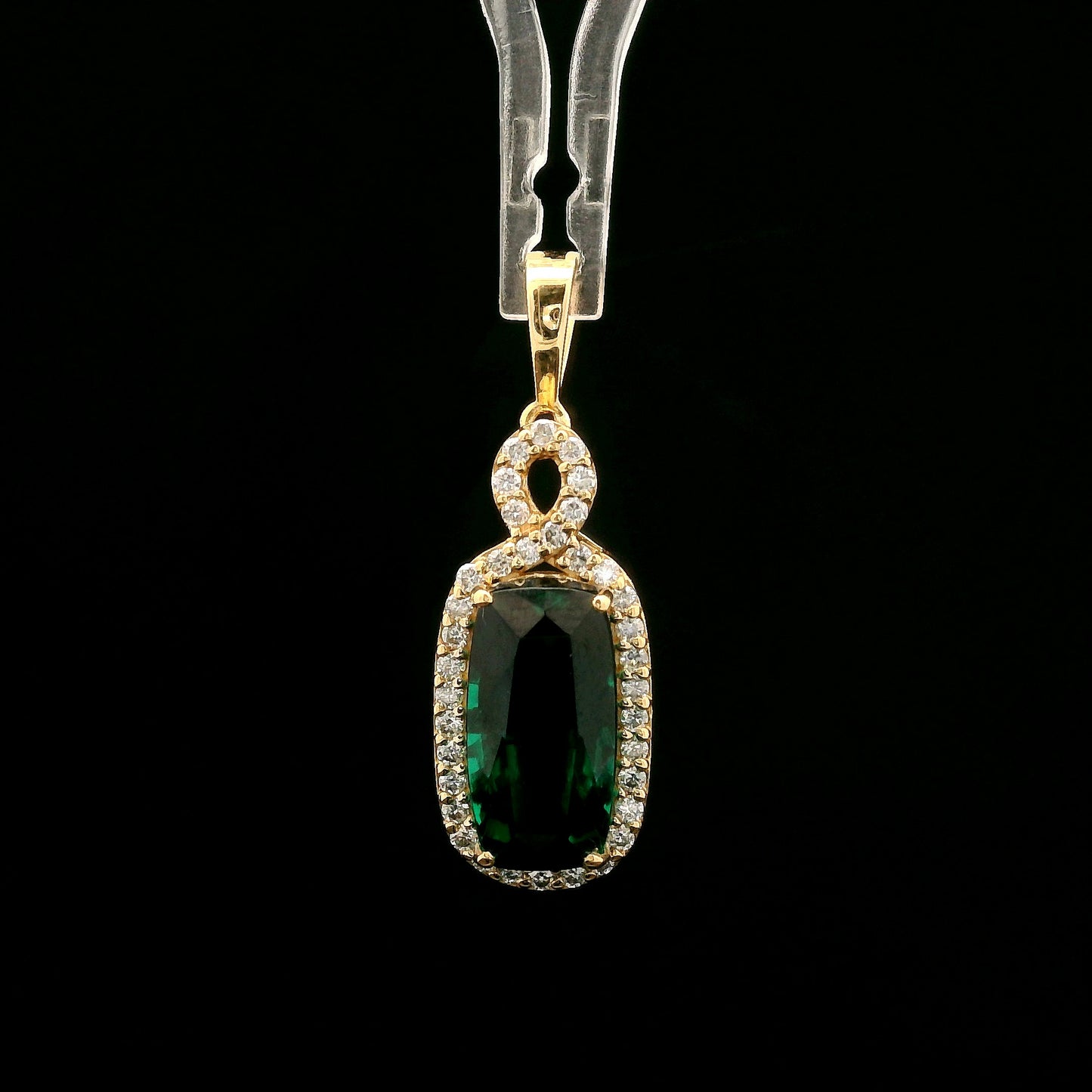 4.47 Ct Cushion Lab Grown Emerald 14K Gold Pendant