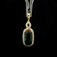 4.47 Ct Cushion Lab Grown Emerald 14K Gold Pendant