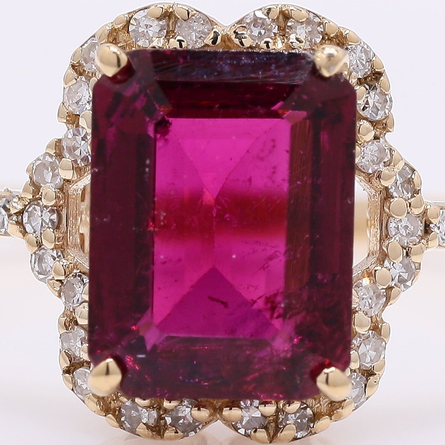 1.86 Ct Octagon Step Cut Natural Rubellite 14K Gold Ring