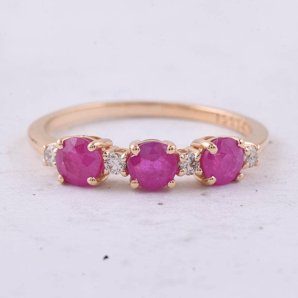 1.11 Ct Round Natural Ruby 14K Gold Ring