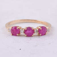 1.11 Ct Round Natural Ruby 14K Gold Ring