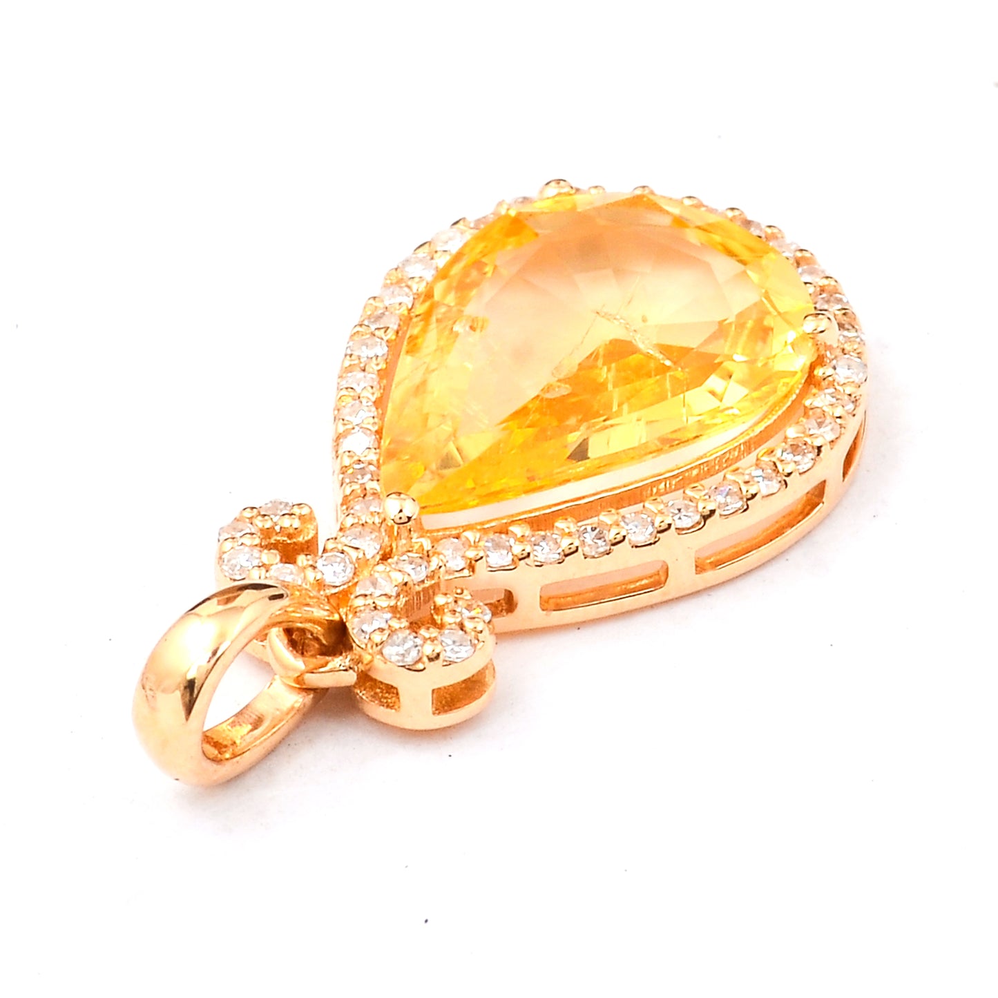 2.34 Ct Pear Mixed Cut Natural Yellow Sapphire 14K Gold Pendant