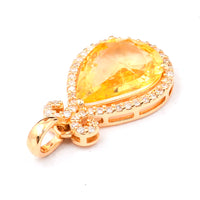 2.34 Ct Pear Mixed Cut Natural Yellow Sapphire 14K Gold Pendant