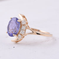 3.28 Ct Oval Natural Tanzanite 14K Gold Ring