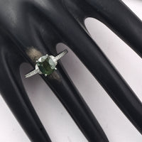 2.26 Ct Oval Mixed Cut Natural Green Sapphire 950 Platinum Ring