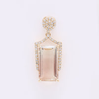 3.62 Ct Rectangle Mixed Cut Natural Sunstone 14K Gold Pendant