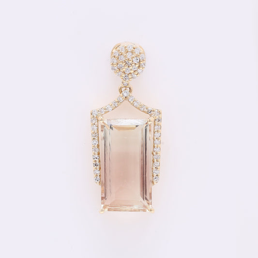 3.62 Ct Rectangle Mixed Cut Natural Sunstone 14K Gold Pendant