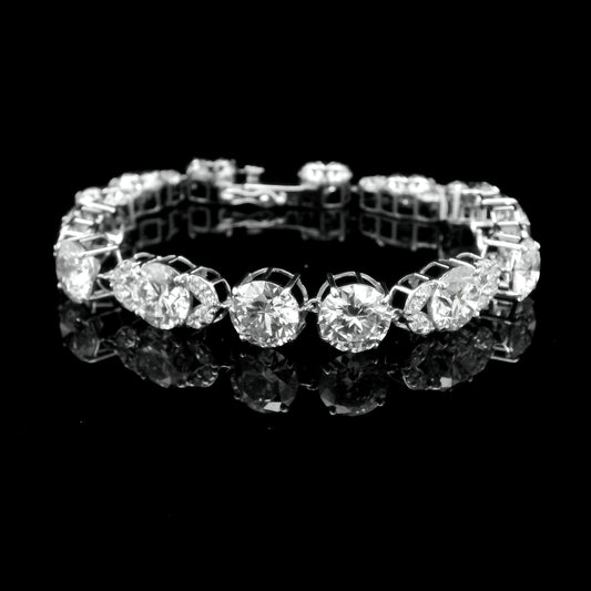 28.05 Ct Round Lab Grown Diamond 14K Gold Bracelet