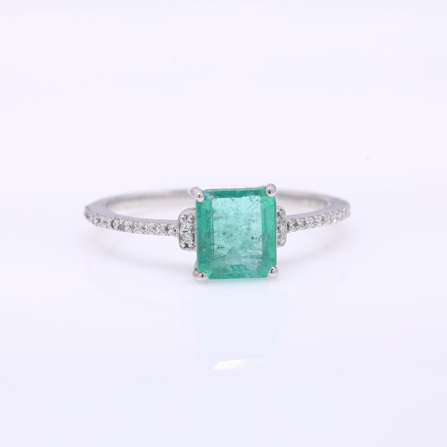 1.45 Ct Octagon Step Cut Natural Emerald 950 Platinum Ring