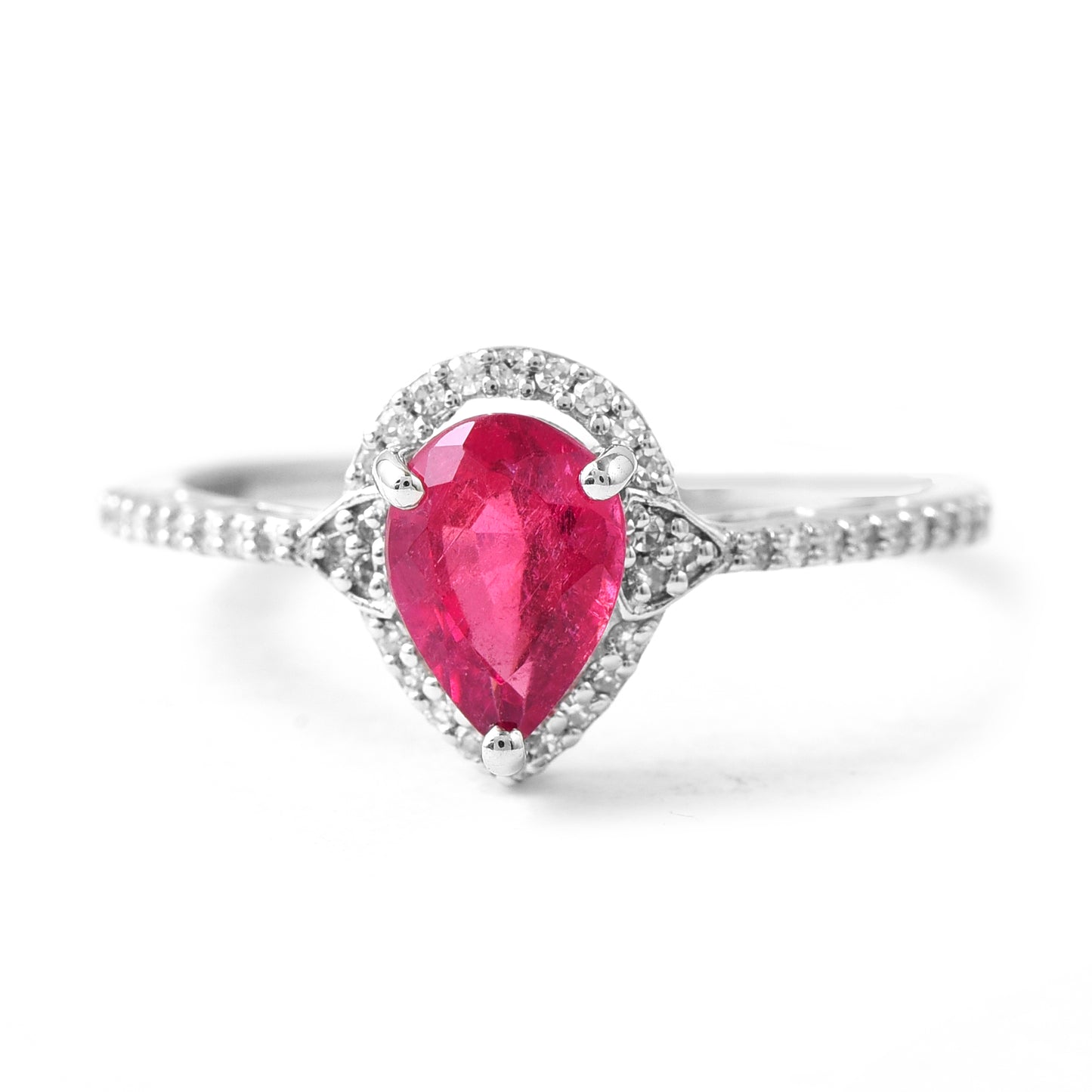 2.57 Ct Pear Mixed Cut Natural Rubellite 950 Platinum Ring