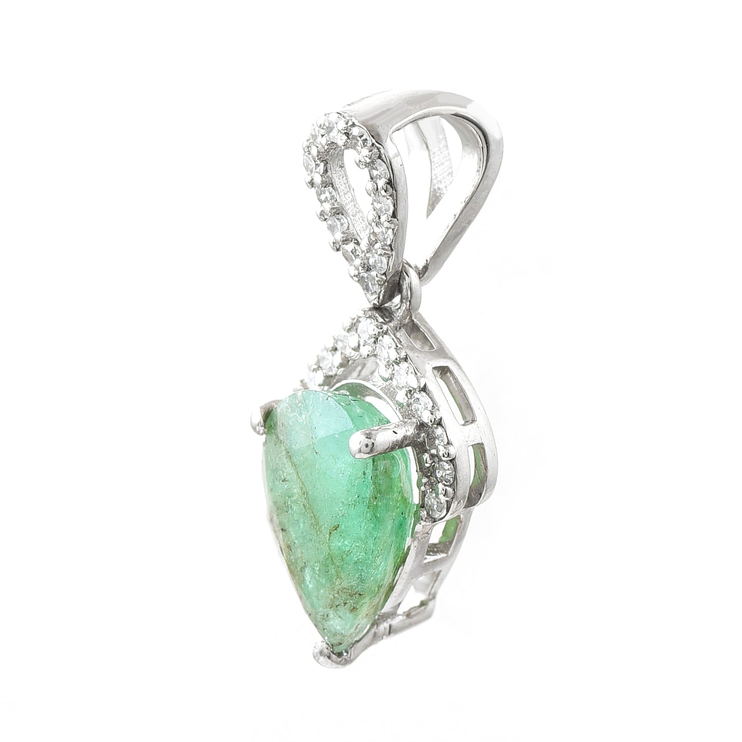 1.12 Ct Pear Emerald 950 Platinum Pendant