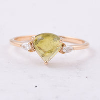 1.33 Ct Pear Cabochon Natural Tourmaline 14K Gold Ring